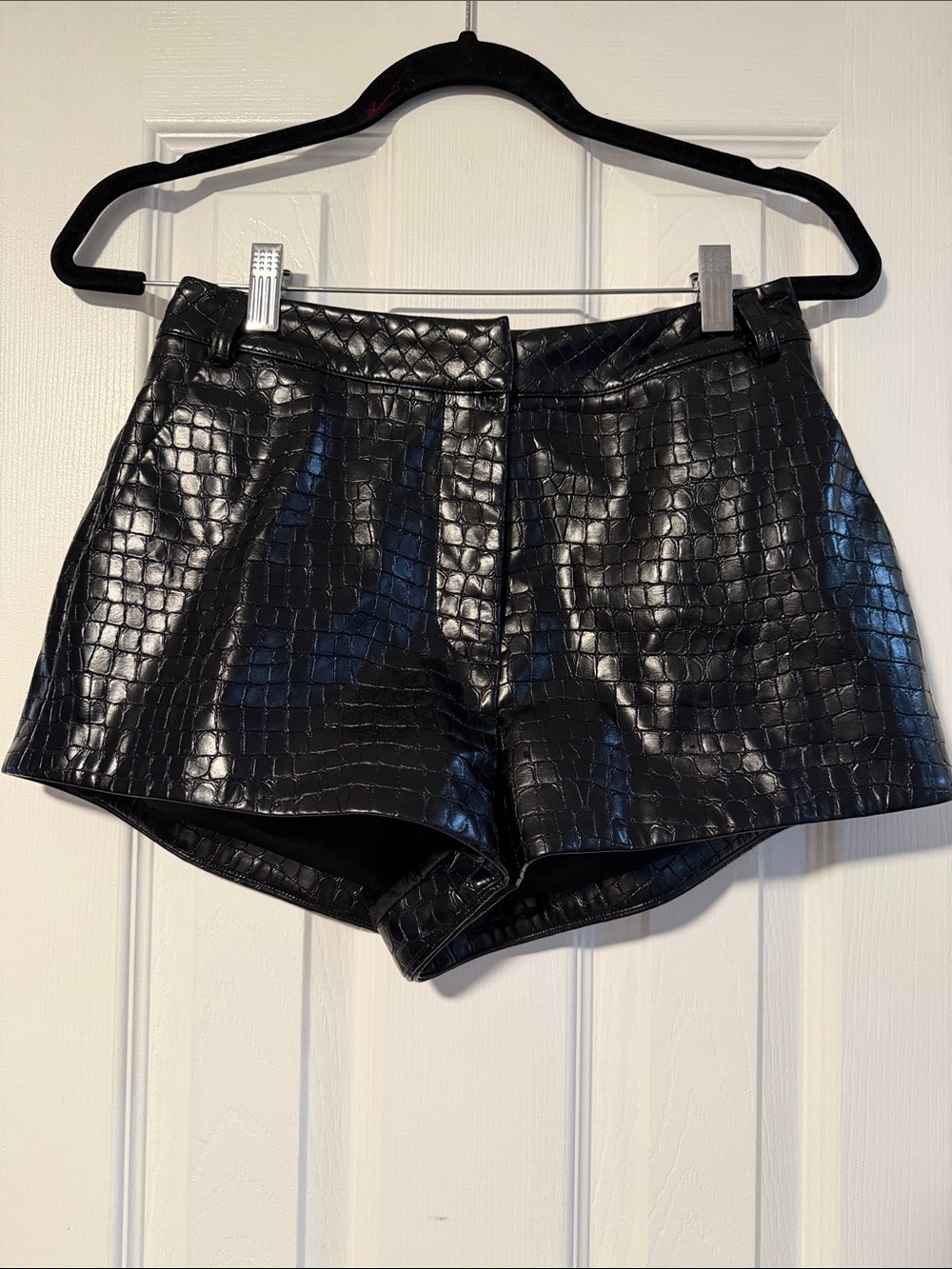 Lovers + Friends Arden Faux Croc Shorts in Black - Picture 7 of 9